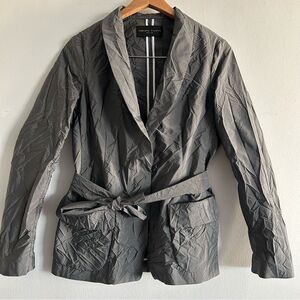 Fabiana Filippi Crinkled Grey Belted Single breasted Single Button Blazer